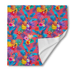 Pink Hawaiian Fruits Pattern Print Silk Bandana