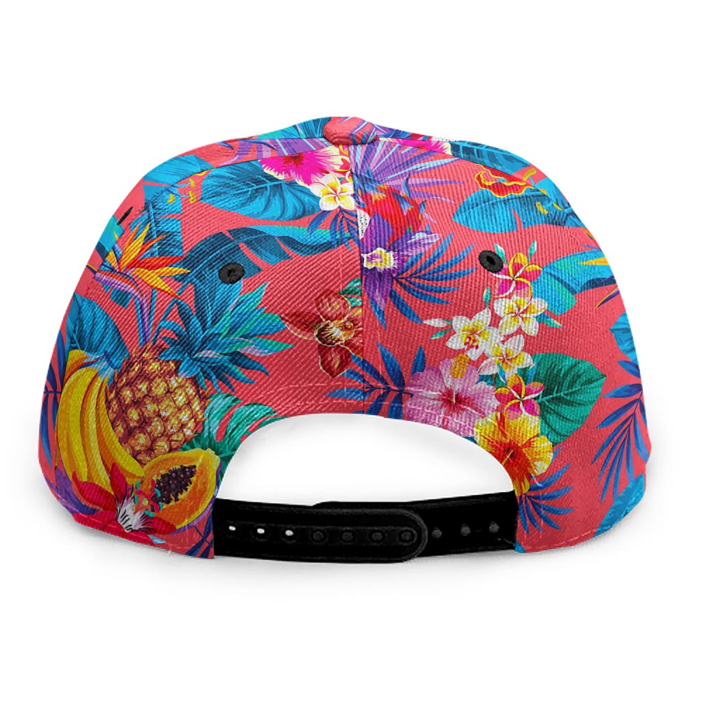 Pink Hawaiian Fruits Pattern Print Snapback Cap