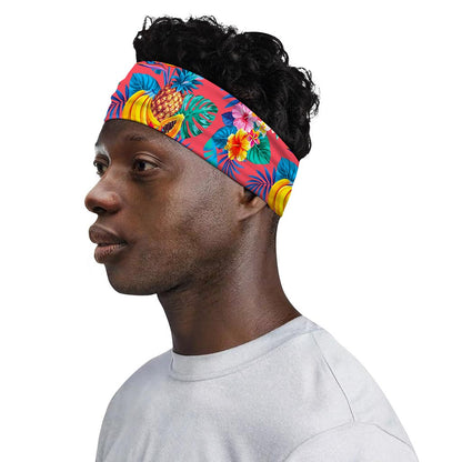 Pink Hawaiian Fruits Pattern Print Sports Headband
