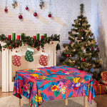 Pink Hawaiian Fruits Pattern Print Tablecloth