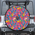 Pink Hawaiian Fruits Pattern Print Tire Cover With Camera Hole