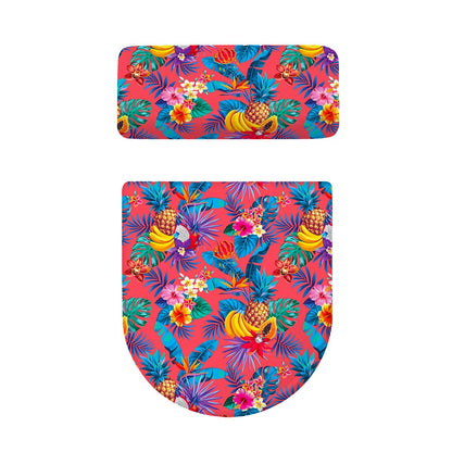 Pink Hawaiian Fruits Pattern Print Toilet Lid And Tank Cover Set
