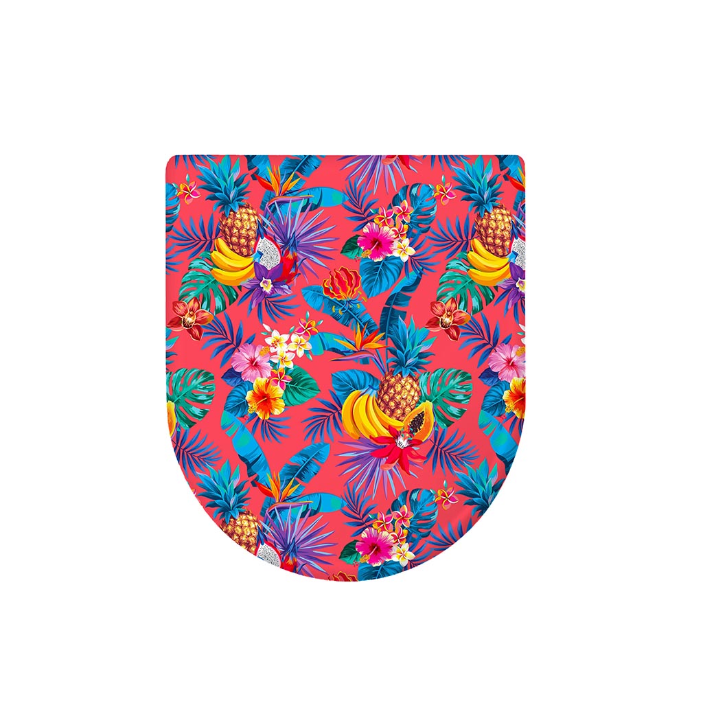 Pink Hawaiian Fruits Pattern Print Toilet Lid Cover