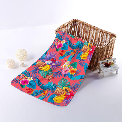 Pink Hawaiian Fruits Pattern Print Towel