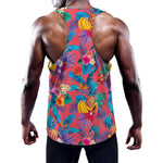 Pink Hawaiian Fruits Pattern Print Training Tank Top