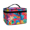 Pink Hawaiian Fruits Pattern Print Travel Makeup Bag