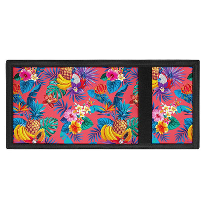 Pink Hawaiian Fruits Pattern Print Trifold Wallet