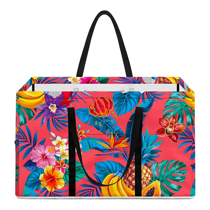 Pink Hawaiian Fruits Pattern Print Utility Tote Bag