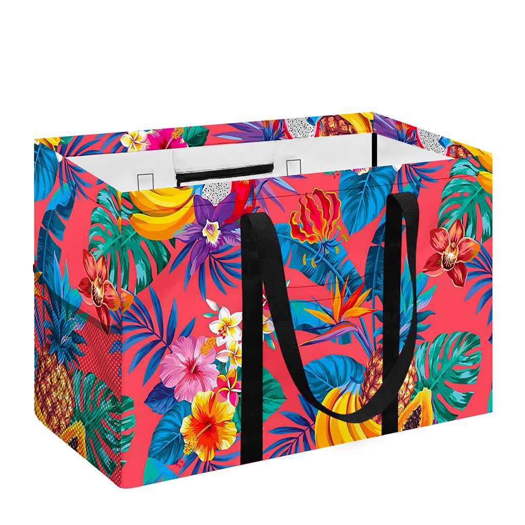 Pink Hawaiian Fruits Pattern Print Utility Tote Bag