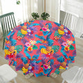 Pink Hawaiian Fruits Pattern Print Waterproof Round Tablecloth