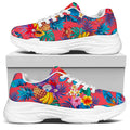 Pink Hawaiian Fruits Pattern Print White Chunky Shoes