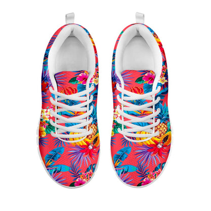 Pink Hawaiian Fruits Pattern Print White Running Shoes