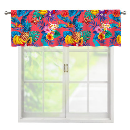 Pink Hawaiian Fruits Pattern Print Window Valance