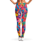 Pink Hawaiian Fruits Pattern Print Women's Leggings