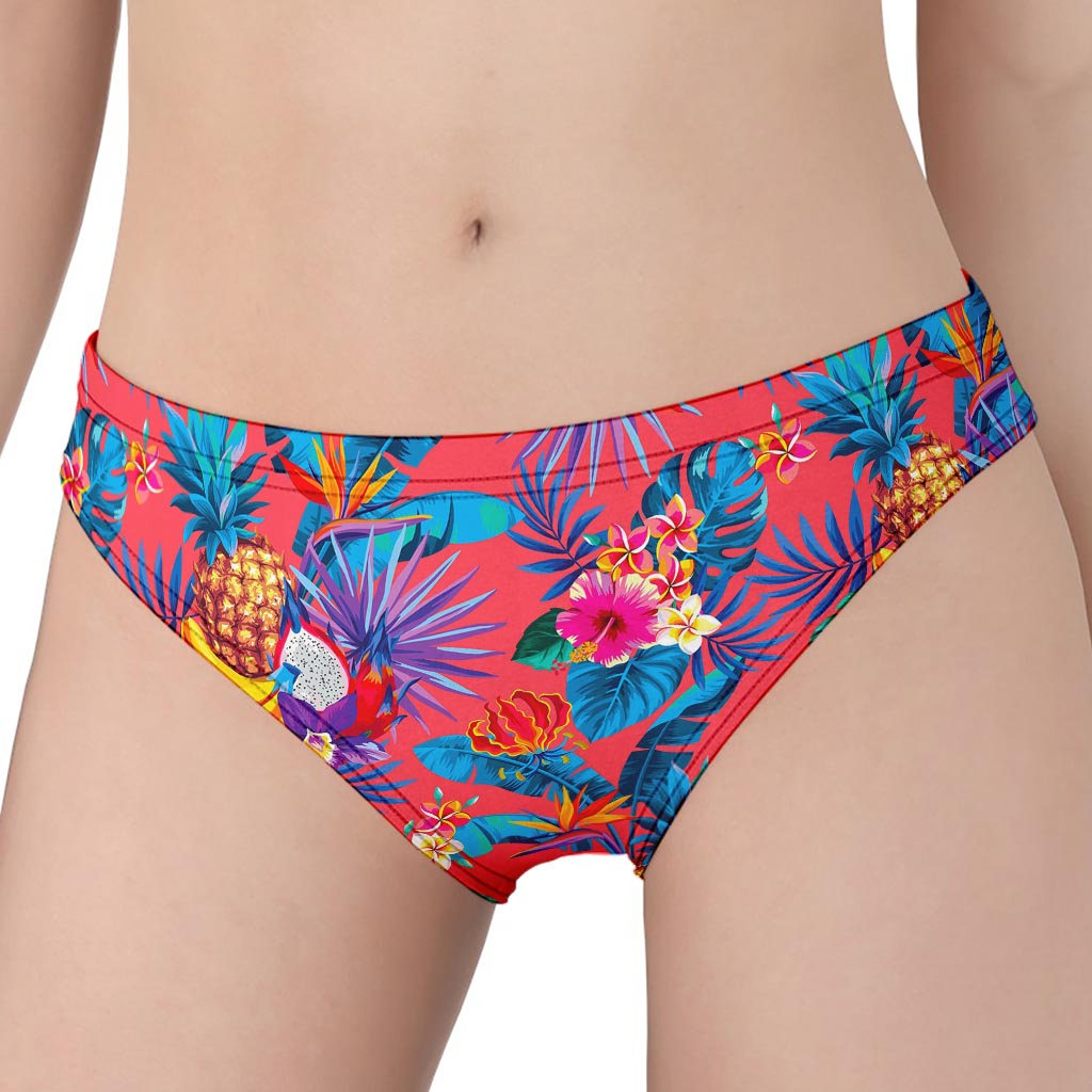 Pink Hawaiian Fruits Pattern Print Women's Panties