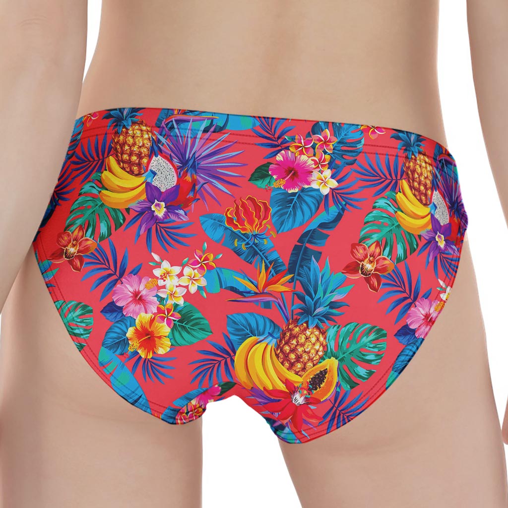 Pink Hawaiian Fruits Pattern Print Women's Panties