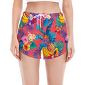 Pink Hawaiian Fruits Pattern Print Women's Split Running Shorts