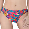 Pink Hawaiian Fruits Pattern Print Women's Thong