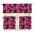 Pink Hawaiian Hibiscus Pattern Print 3 Piece Kitchen Curtains