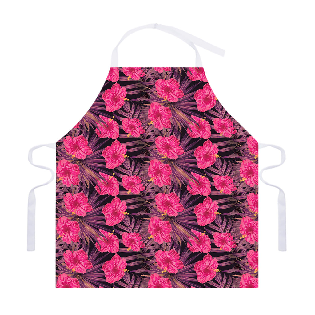Pink Hawaiian Hibiscus Pattern Print Adjustable Apron