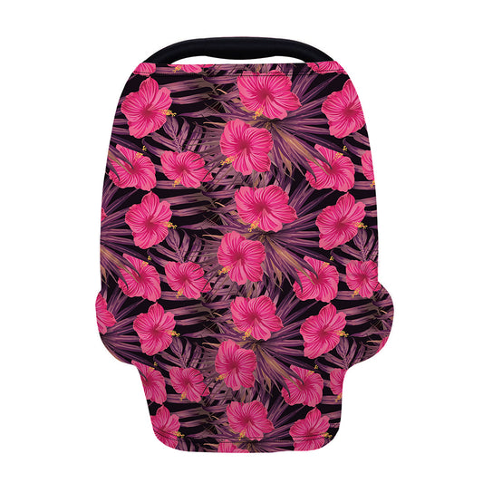 Pink Hawaiian Hibiscus Pattern Print Baby Seat Cover