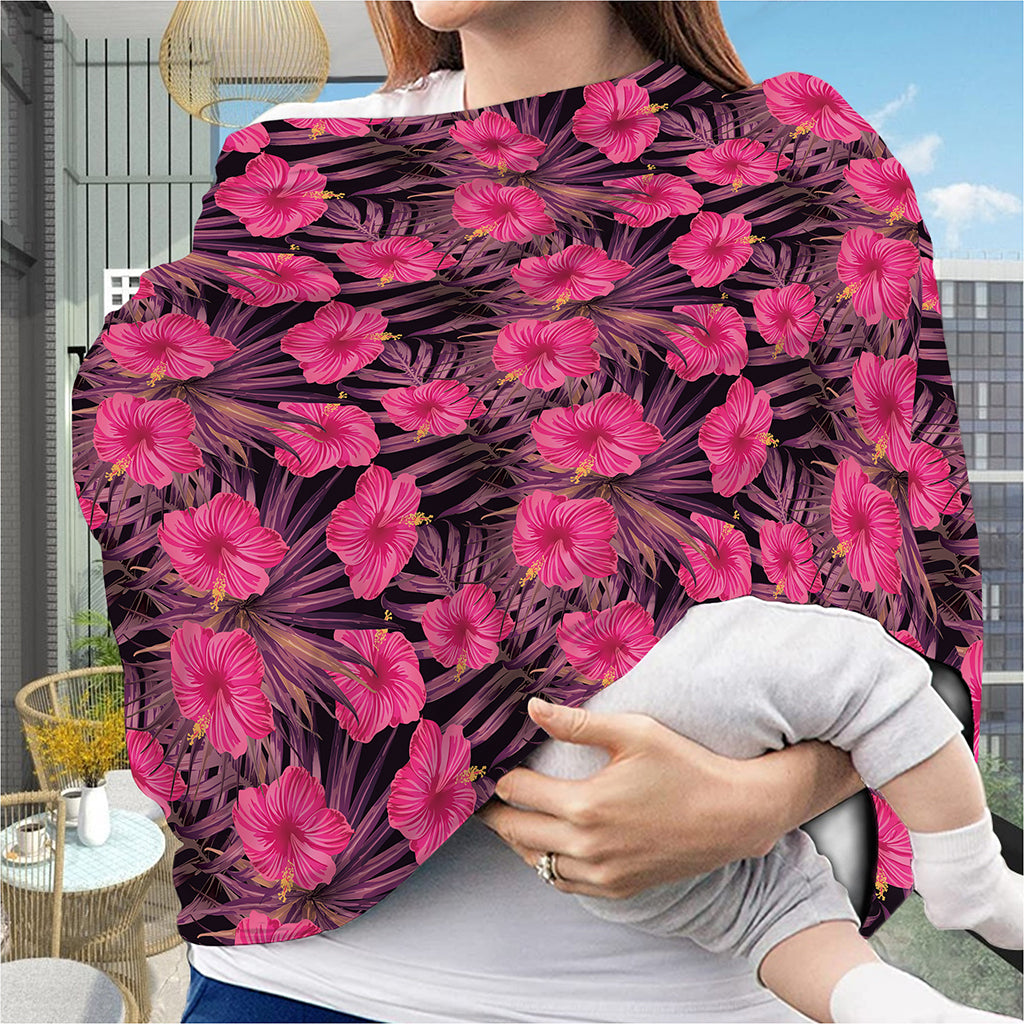 Pink Hawaiian Hibiscus Pattern Print Baby Seat Cover
