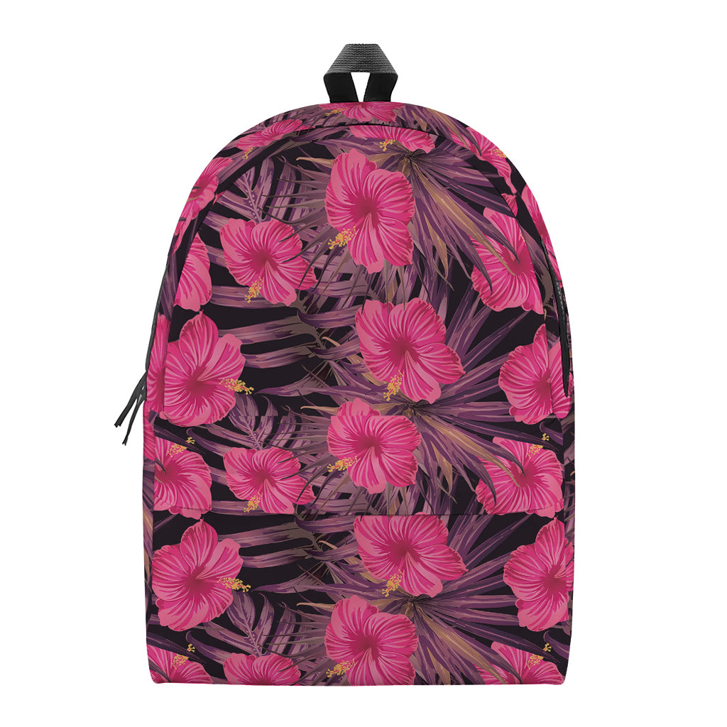 Pink Hawaiian Hibiscus Pattern Print Backpack