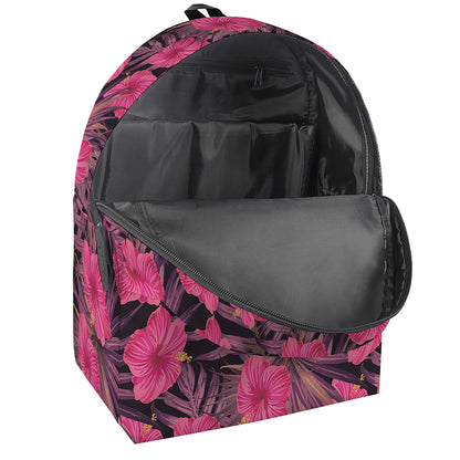 Pink Hawaiian Hibiscus Pattern Print Backpack