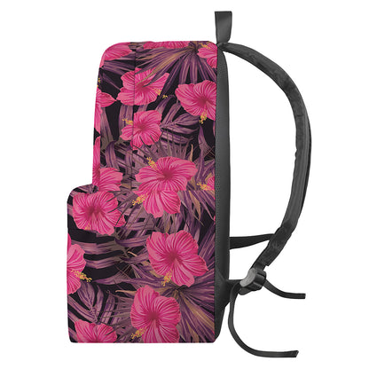 Pink Hawaiian Hibiscus Pattern Print Backpack