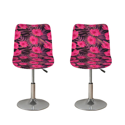 Pink Hawaiian Hibiscus Pattern Print Bar Stool Covers