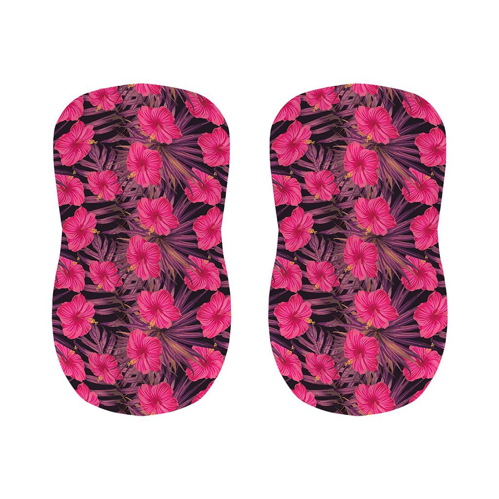 Pink Hawaiian Hibiscus Pattern Print Bar Stool Covers