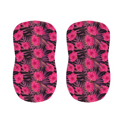 Pink Hawaiian Hibiscus Pattern Print Bar Stool Covers
