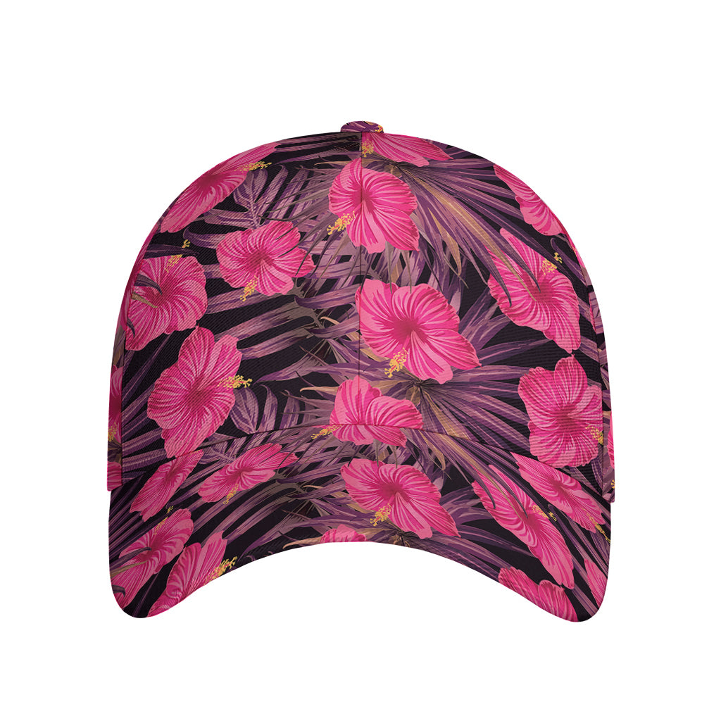Pink Hawaiian Hibiscus Pattern Print Baseball Cap