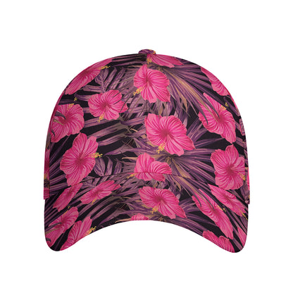 Pink Hawaiian Hibiscus Pattern Print Baseball Cap