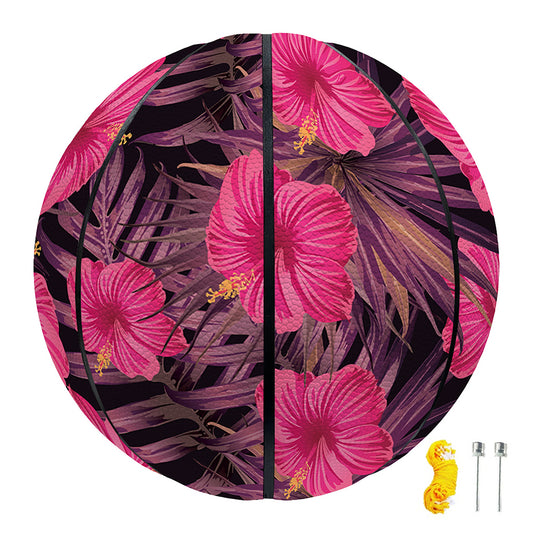 Pink Hawaiian Hibiscus Pattern Print Basketball