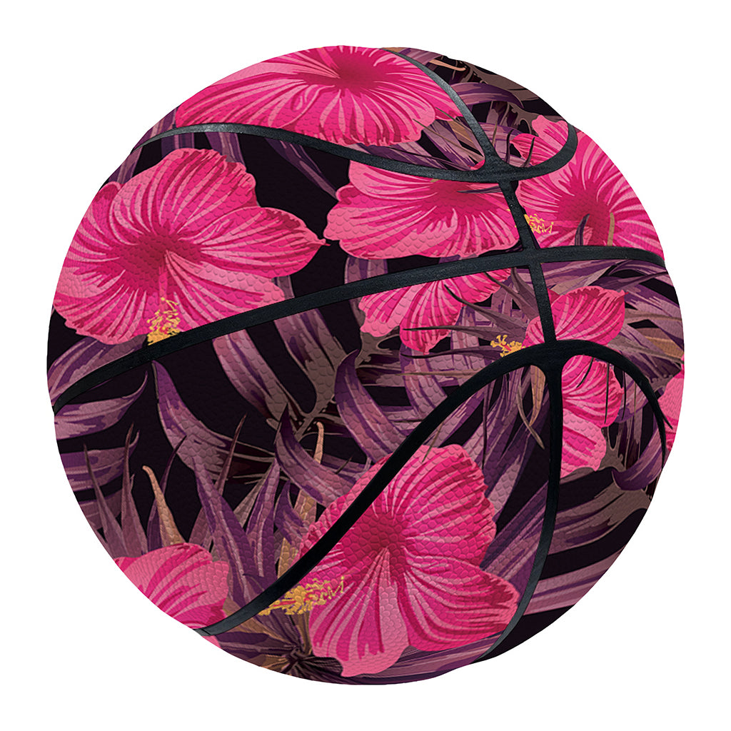 Pink Hawaiian Hibiscus Pattern Print Basketball