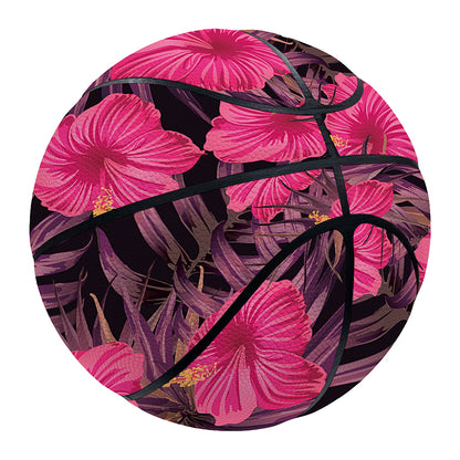 Pink Hawaiian Hibiscus Pattern Print Basketball
