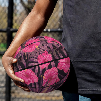Pink Hawaiian Hibiscus Pattern Print Basketball