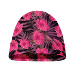 Pink Hawaiian Hibiscus Pattern Print Beanie