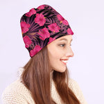 Pink Hawaiian Hibiscus Pattern Print Beanie