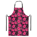 Pink Hawaiian Hibiscus Pattern Print Bib Apron With Pocket