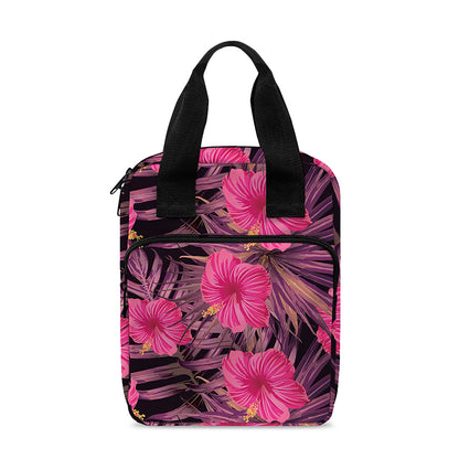Pink Hawaiian Hibiscus Pattern Print Bible Tote Bag