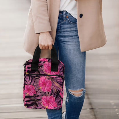 Pink Hawaiian Hibiscus Pattern Print Bible Tote Bag