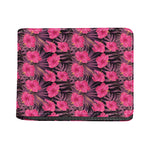 Pink Hawaiian Hibiscus Pattern Print Bifold Wallet