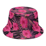 Pink Hawaiian Hibiscus Pattern Print Bucket Hat