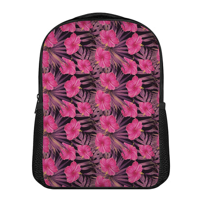 Pink Hawaiian Hibiscus Pattern Print Casual Backpack