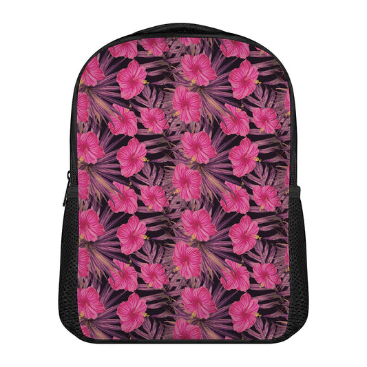 Pink Hawaiian Hibiscus Pattern Print Casual Backpack