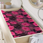 Pink Hawaiian Hibiscus Pattern Print Changing Pad Cover
