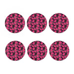 Pink Hawaiian Hibiscus Pattern Print Coaster Set