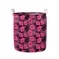 Pink Hawaiian Hibiscus Pattern Print Collapsible Laundry Basket